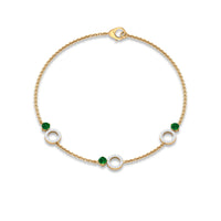 Genuine Emerald and Diamond Station Chain Bracelet
