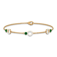 Genuine Emerald and Diamond Station Chain Bracelet