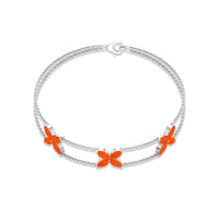 Marquise cut fire opal flower chain bracelet by Rosec Jewels featuring vibrant orange gemstones and delicate floral design.