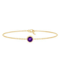1.2 Carat Genuine Amethyst Solitaire Chain Bracelet in Bezel Set