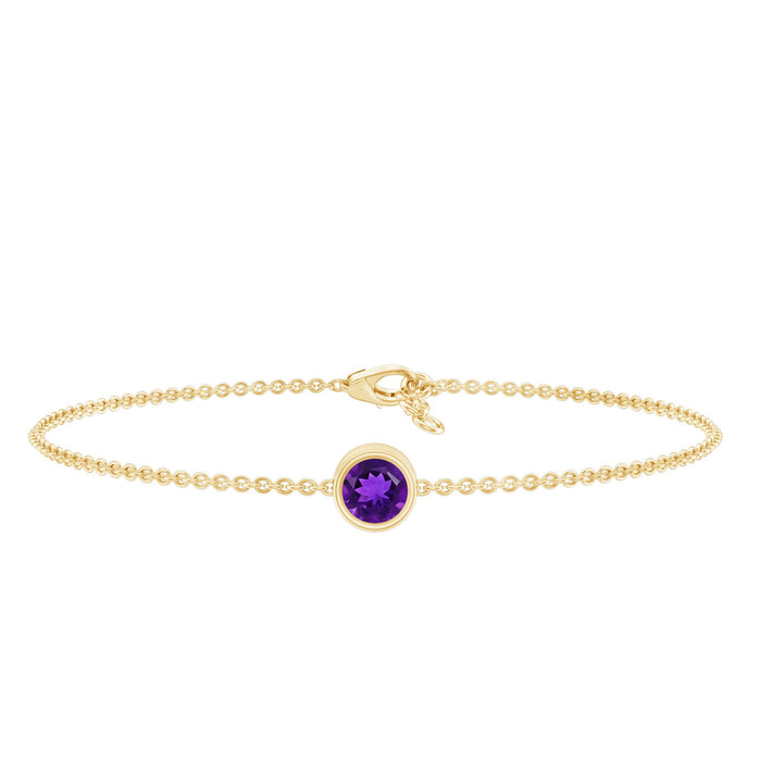 1.2 Carat Genuine Amethyst Solitaire Chain Bracelet in Bezel Set