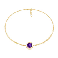 1.2 Carat Genuine Amethyst Solitaire Chain Bracelet in Bezel Set