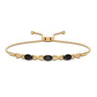 Natural 1.2 Carat Black Onyx Infinity Bolo Bracelet for Women