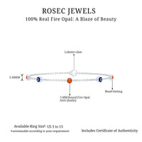 Bezel set fire opal evil eye station bracelet for women by Rosec Jewels, featuring colorful gemstone beads and protective evil eye charms.