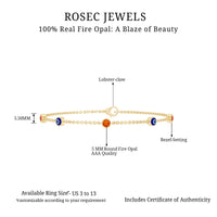 Bezel set fire opal evil eye station bracelet for women by Rosec Jewels, featuring colorful gemstone beads and protective evil eye charms.