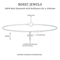 Certified diamond cross chain bracelet by Rosec Jewels featuring sparkling diamonds on a delicate silver bracelet.