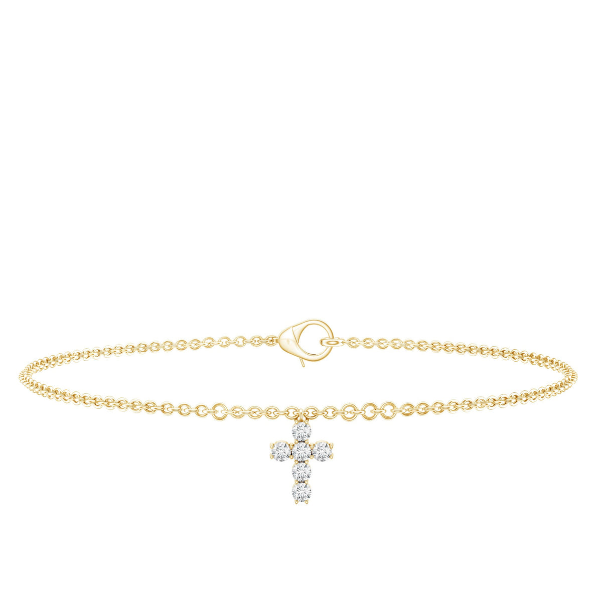 Rosec Jewels certified diamond cross chain bracelet with sparkling diamonds on a delicate gold chain.