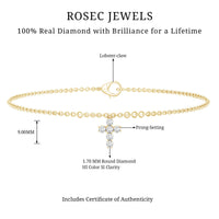 Rosec Jewels certified diamond cross chain bracelet with sparkling diamonds and delicate design, perfect for elegant jewelry collection.