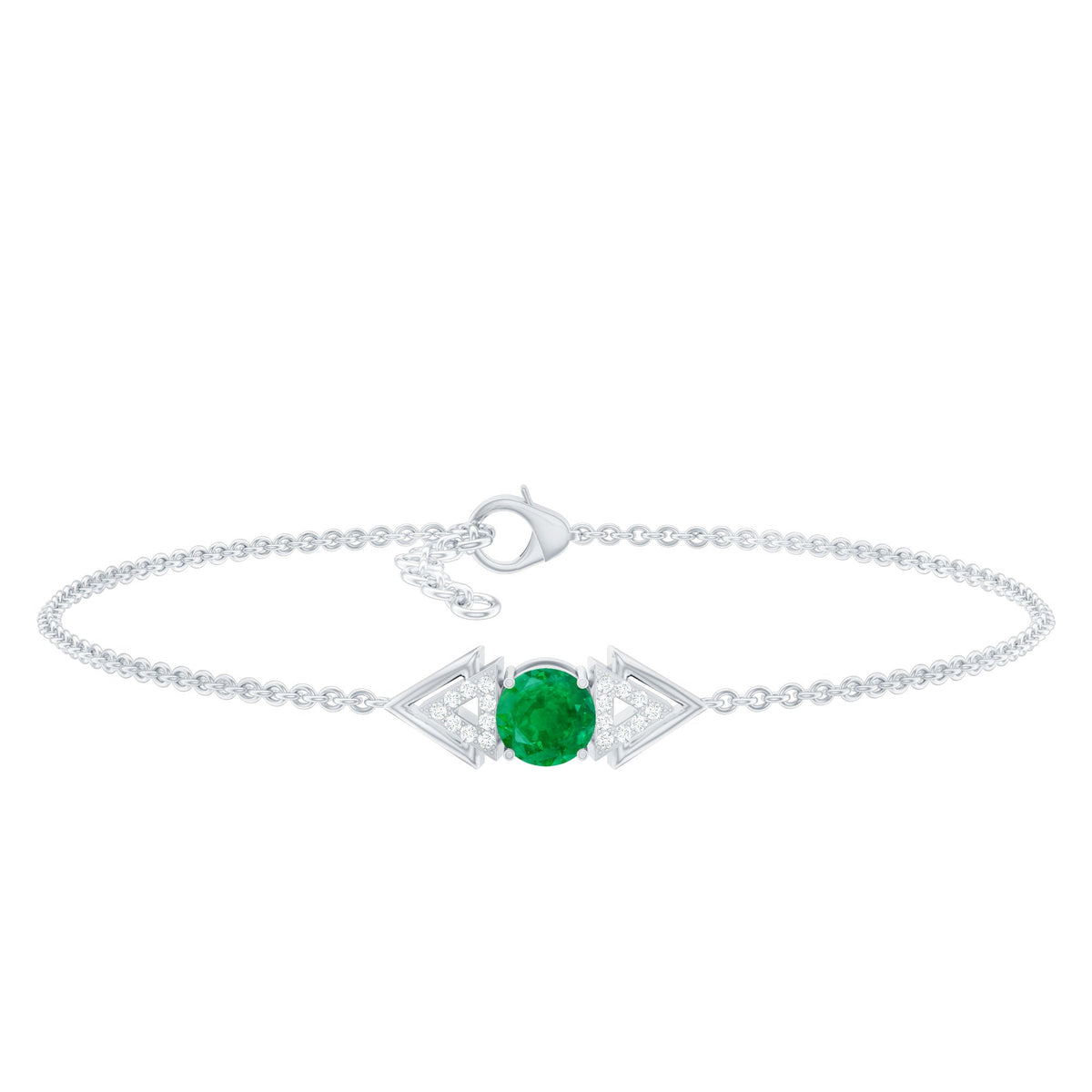 Genuine emerald and diamond chain bracelet for women by Rosec Jewels, featuring sparkling gemstones and intricate design.