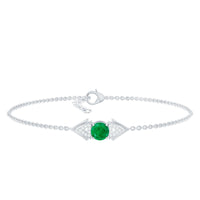 Genuine emerald and diamond chain bracelet for women by Rosec Jewels, featuring sparkling gemstones and intricate design.