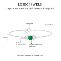 Genuine emerald and diamond chain bracelet for women by Rosec Jewels, featuring sparkling gemstones and elegant design.