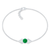 Genuine emerald and diamond chain bracelet for women by Rosec Jewels, featuring sparkling gemstones and elegant design.