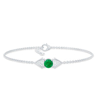 Genuine emerald and diamond chain bracelet for women by Rosec Jewels, featuring a delicate gold link design with sparkling gemstones.