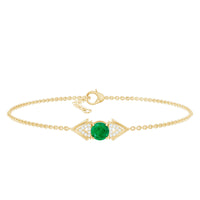 Genuine emerald and diamond chain bracelet for women by Rosec Jewels, featuring lush green emeralds and sparkling diamonds.