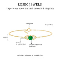 Genuine emerald and diamond chain bracelet for women from Rosec Jewels, featuring sparkling gemstones and elegant design.