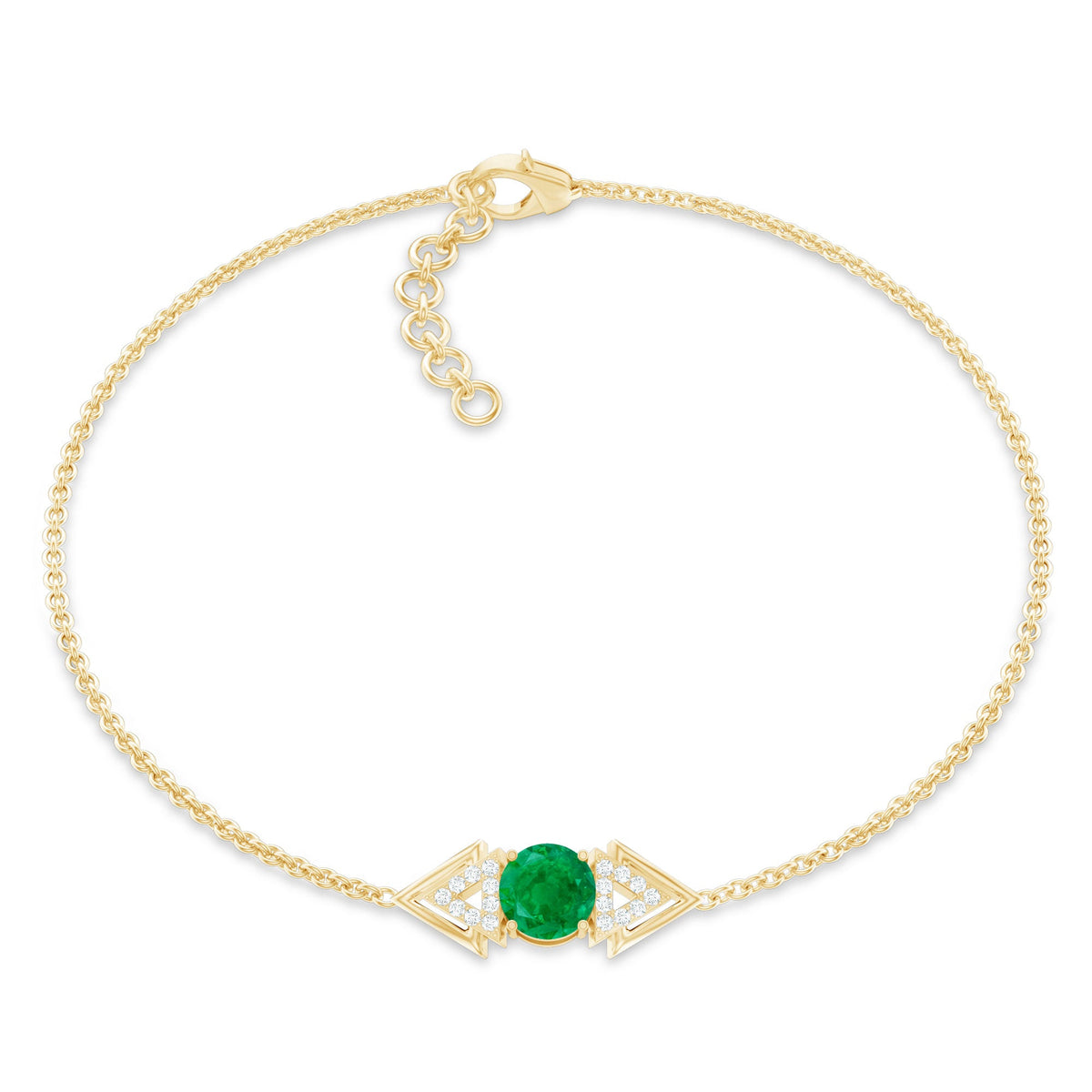 Genuine emerald and diamond chain bracelet for women by Rosec Jewels, featuring sparkling gemstones and elegant design.