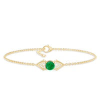 Genuine emerald and diamond chain bracelet for women by Rosec Jewels, featuring sparkling gemstones and elegant design.