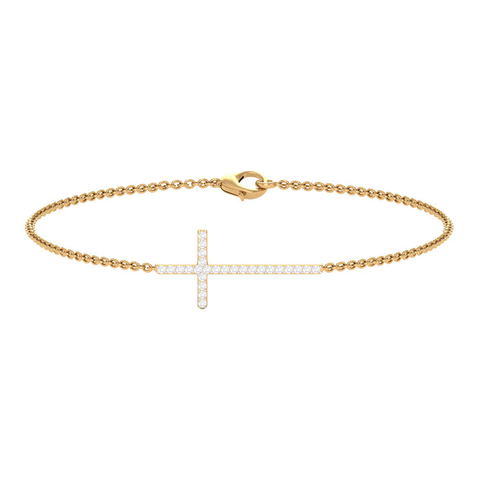 Certified Diamond Sideway Cross Bracelet