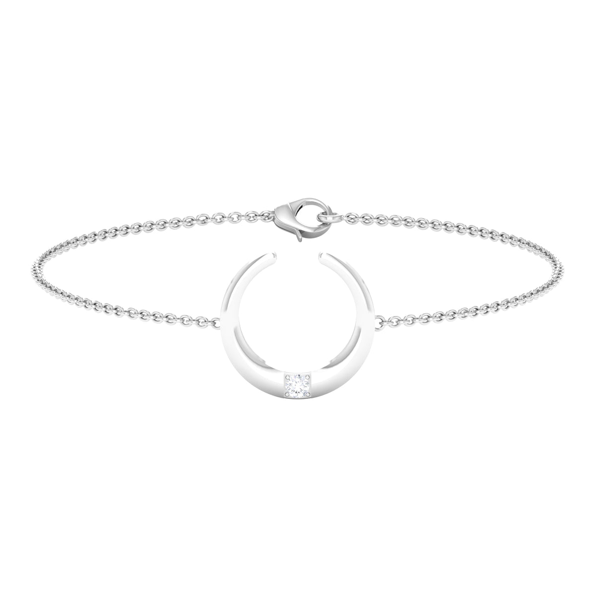 Rosec Jewels Certified Diamond Moon Chain Bracelet featuring a delicate silver chain with sparkling diamond accents.