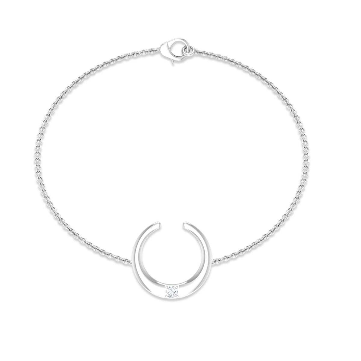 Rosec Jewels certified diamond moon chain bracelet with sparkling diamond accents and delicate chain design.