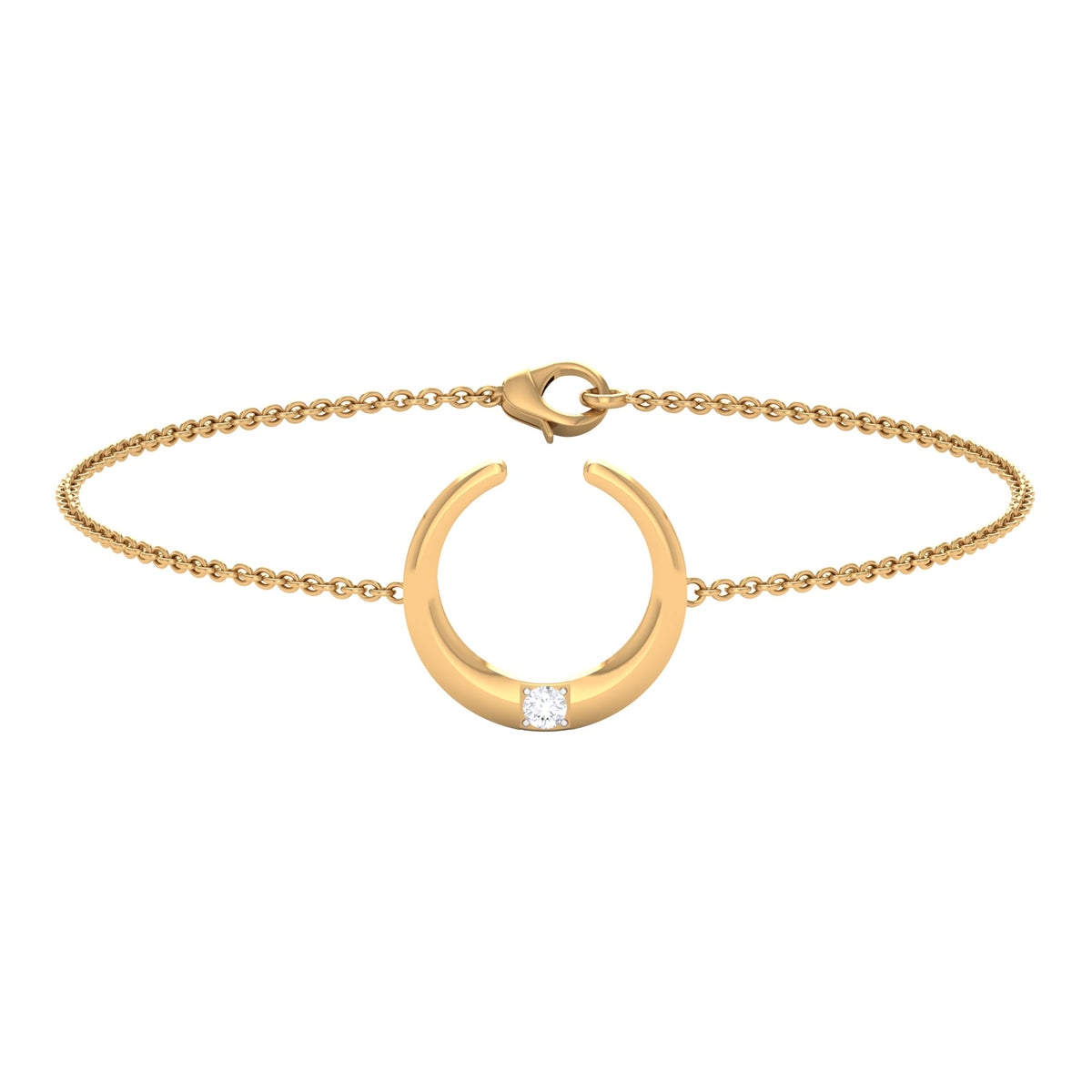 Certified diamond moon chain bracelet by Rosec Jewels featuring a delicate silver chain with sparkling diamond moon charms.