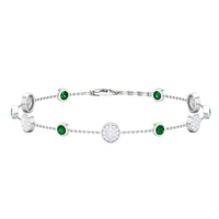 Genuine Emerald and Diamond Station Bracelet with Certificate