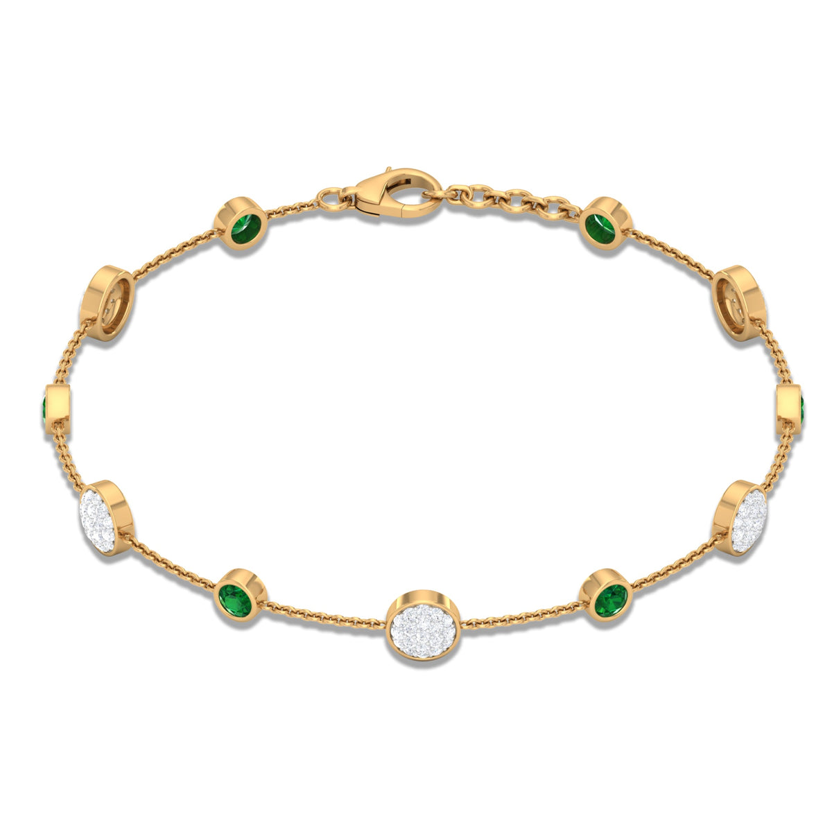 Genuine Emerald and Diamond Station Bracelet with Certificate
