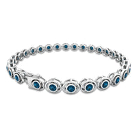 Bezel Set London Blue Topaz Tennis Bracelet for Women