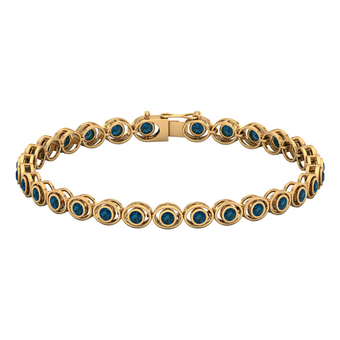 Bezel Set London Blue Topaz Tennis Bracelet for Women