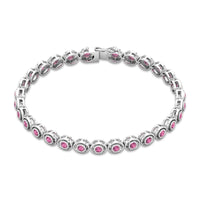 Bezel Set Natural Pink Tourmaline Tennis Bracelet for Women