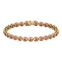 Bezel Set Natural Pink Tourmaline Tennis Bracelet for Women