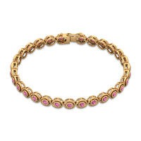 Bezel Set Natural Pink Tourmaline Tennis Bracelet for Women