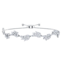 Leaf Bolo Bracelet with Marquise Cut Moissanite