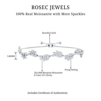 Leaf Bolo Bracelet with Marquise Cut Moissanite