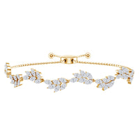 Leaf Bolo Bracelet with Marquise Cut Moissanite