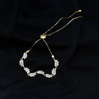 Leaf Bolo Bracelet with Marquise Cut Moissanite