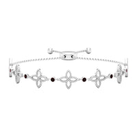 Genuine garnet flower bracelet with bolo chain from Rosec Jewels, featuring vibrant red garnet floral accents and adjustable chain.
