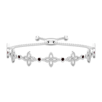 Genuine garnet flower bracelet with bolo chain from Rosec Jewels featuring vibrant red garnet flowers and adjustable chain.