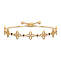 Genuine garnet flower bracelet with bolo chain by Rosec Jewels, featuring vibrant red garnet flower charms on a silver-tone chain.