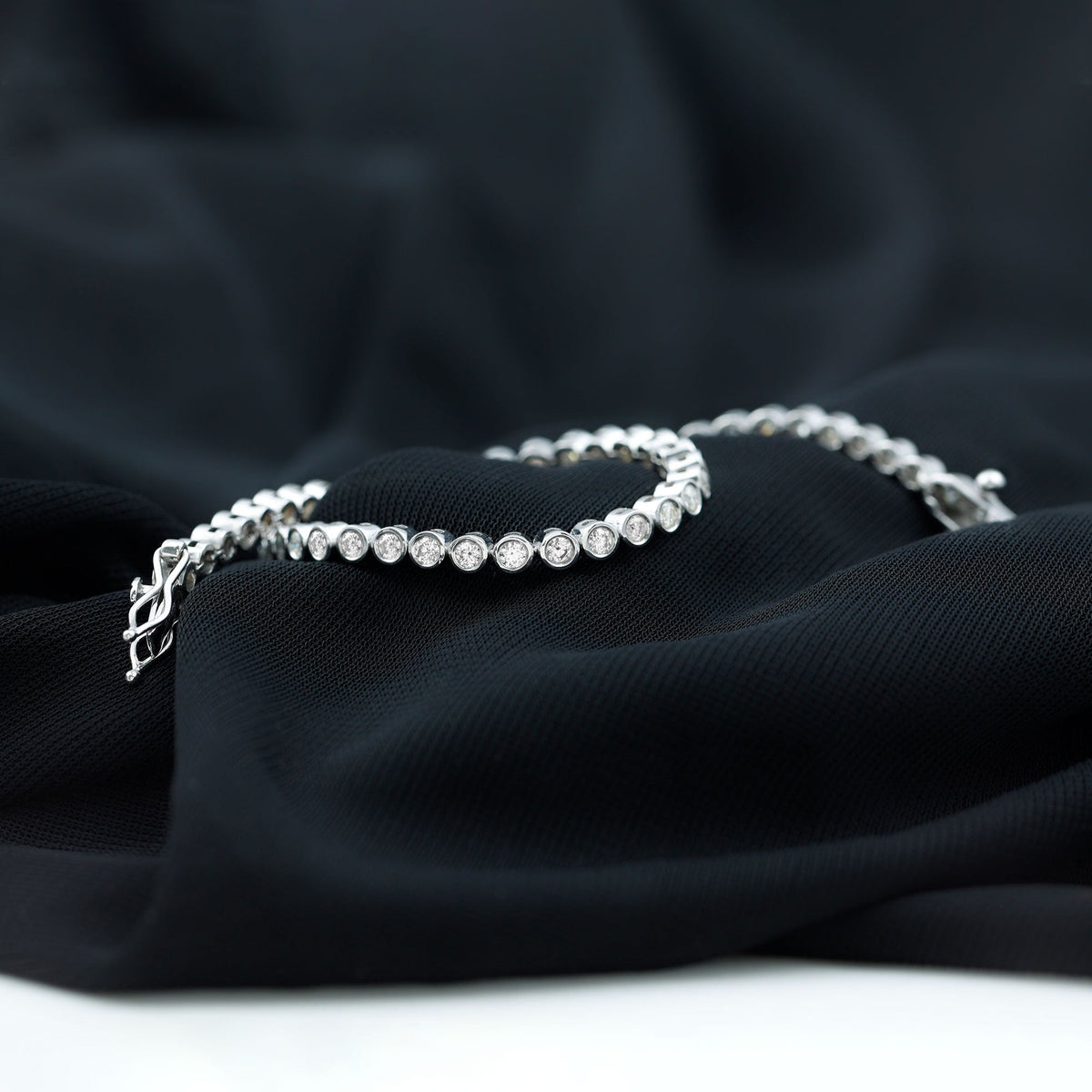 Rosec Jewels Moissanite wedding tennis bracelet featuring sparkling gemstones, perfect for brides on a special occasion.