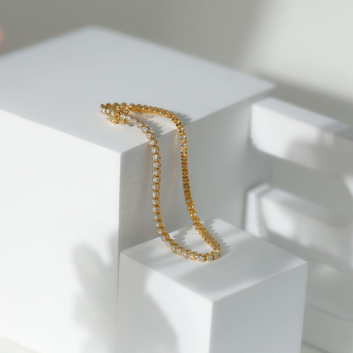 Rosec Jewels certified moissanite wedding tennis bracelet for bride, featuring sparkling stones and elegant design.