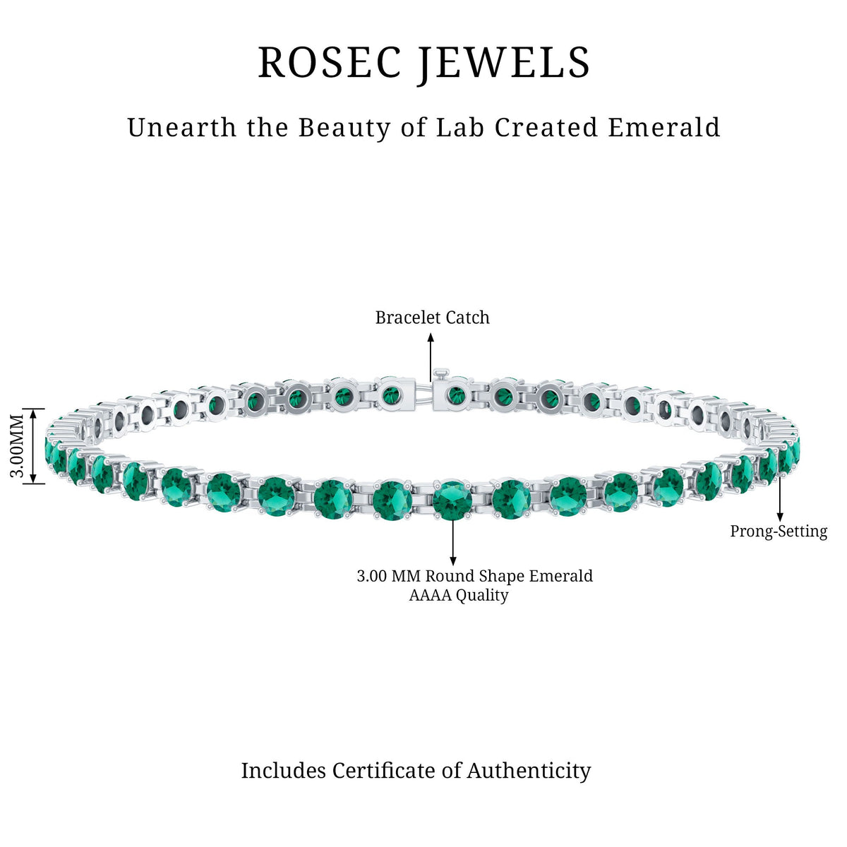 Certified Lab Grown Emerald Tennis Bracelet For Wedding