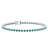 Bezel Set Lab Created Emerald Tennis Bracelet for Women