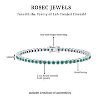 Bezel Set Lab Created Emerald Tennis Bracelet for Women