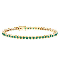 Bezel Set Lab Created Emerald Tennis Bracelet for Women