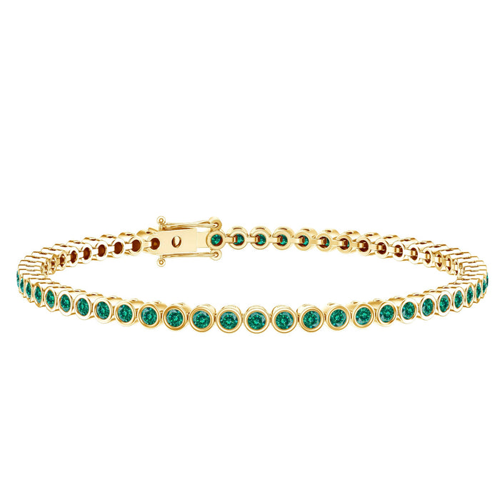 Bezel Set Lab Created Emerald Tennis Bracelet for Women