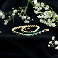 Bezel Set Lab Created Emerald Tennis Bracelet for Women