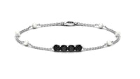 1.8 Carat Black Onyx and Freshwater Pearl Station Bracelet