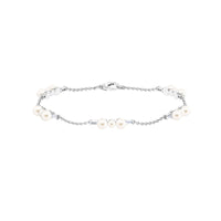 7.4 Carat Certified Freshwater Pearl Station Bracelet with Moissanite