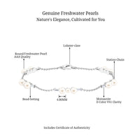 7.4 Carat Certified Freshwater Pearl Station Bracelet with Moissanite